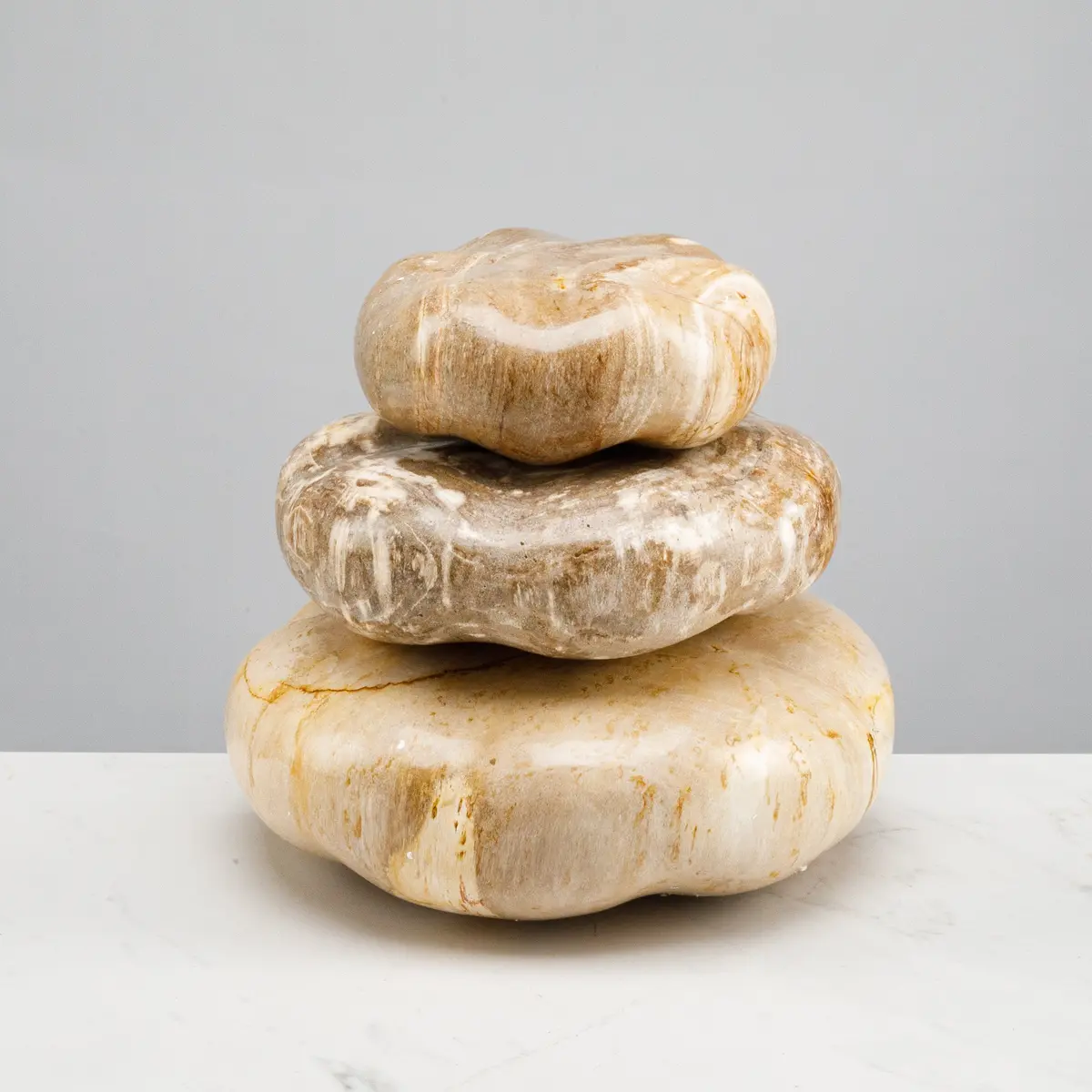 10" Brown Petrified Wood Sculpture Stack 1