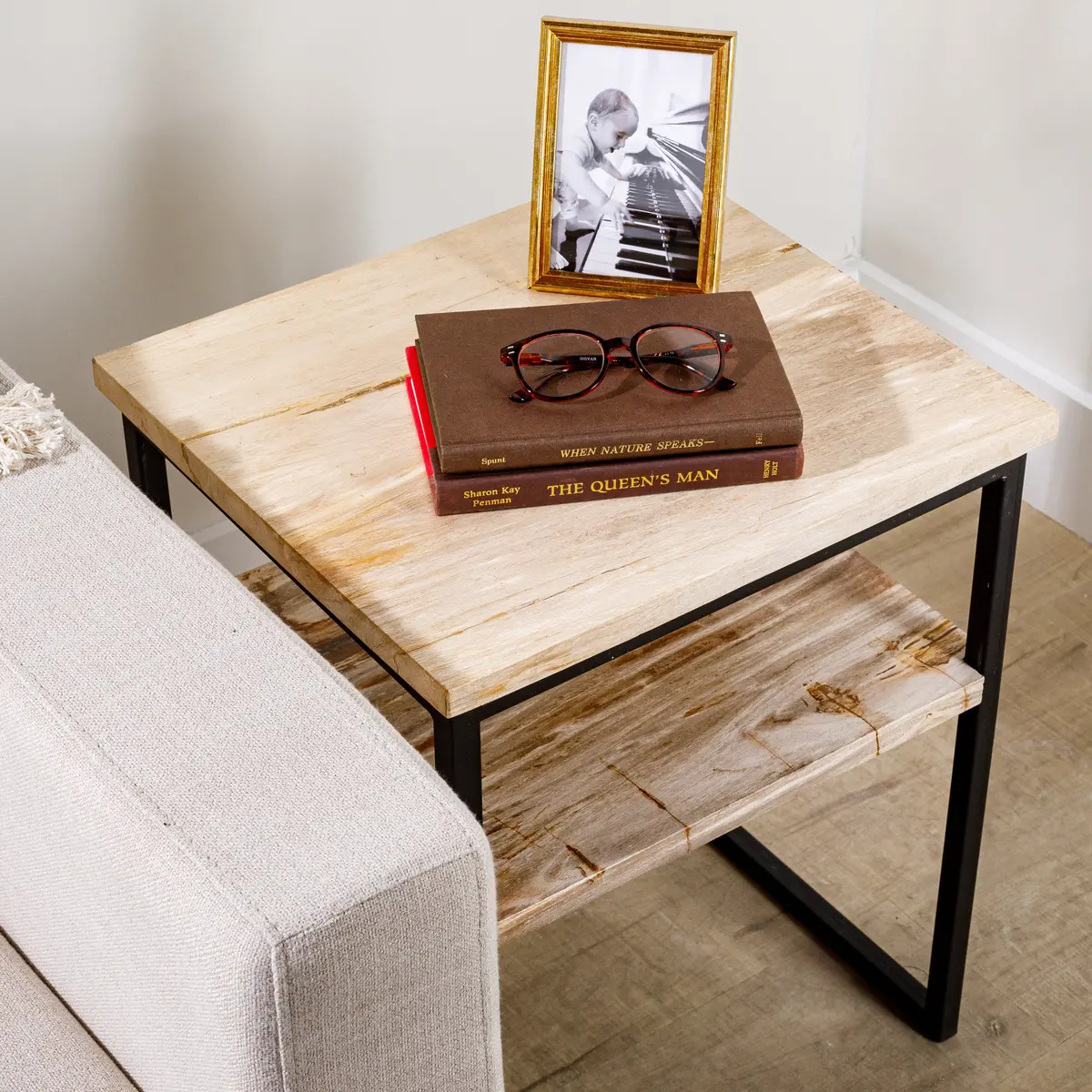 22" Brown Petrified Wood Side Table 1