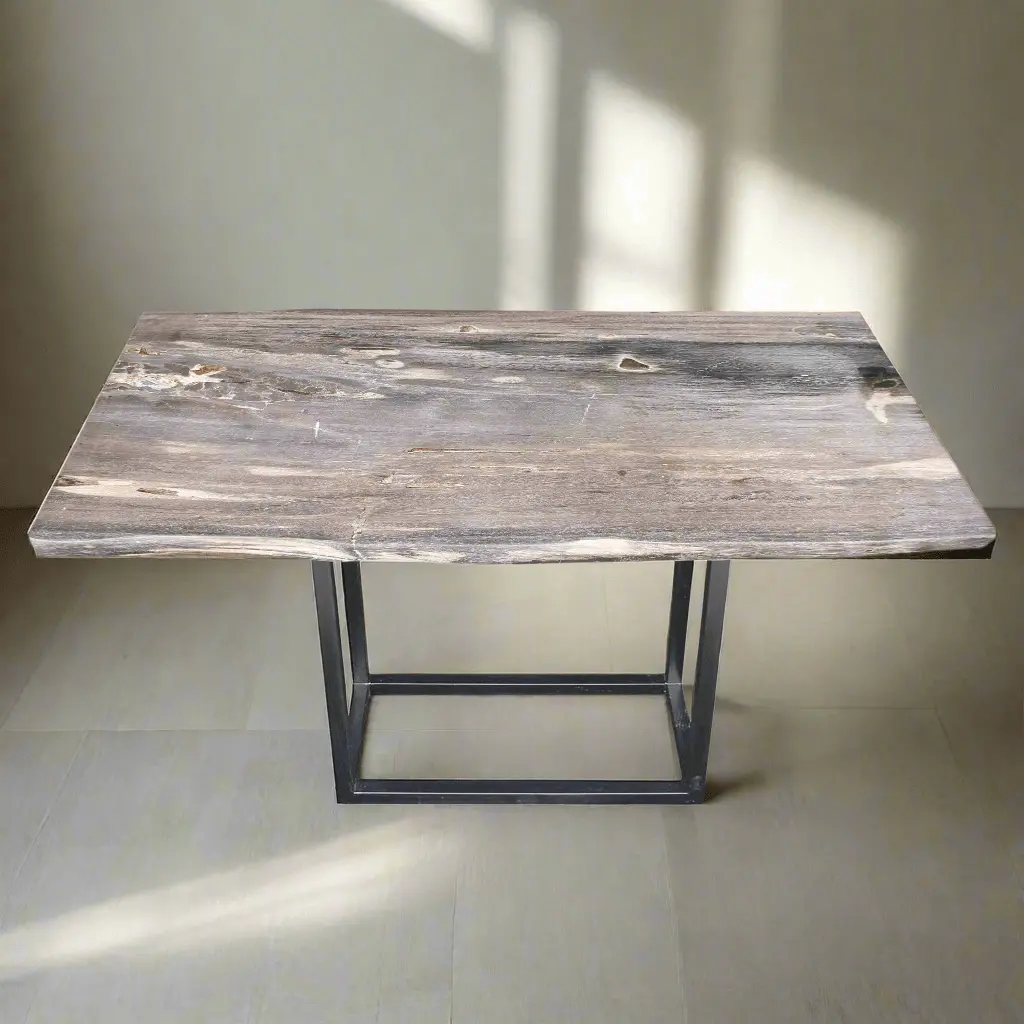 Natural Polished Petrified Wood Console Table From Indonesia - 47" / 146 Lbs 1