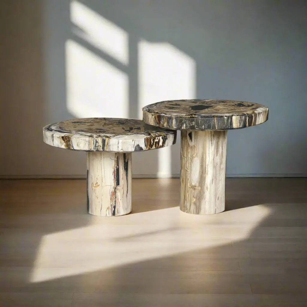 Petrified Wood Mushroom Side (Table A) 15" / 137 Lbs 1