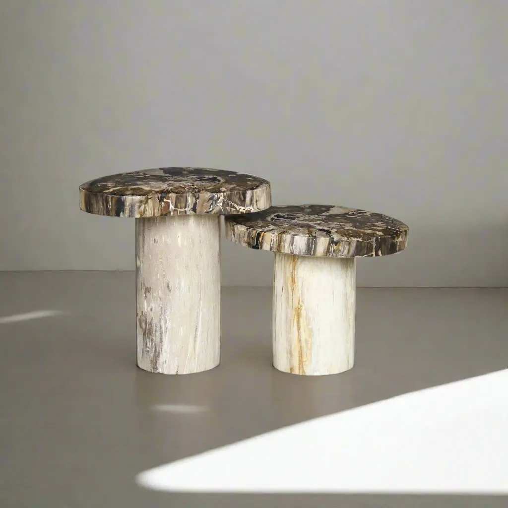 Petrified Wood Mushroom Side (Table B) 15" / 93 Lbs 1