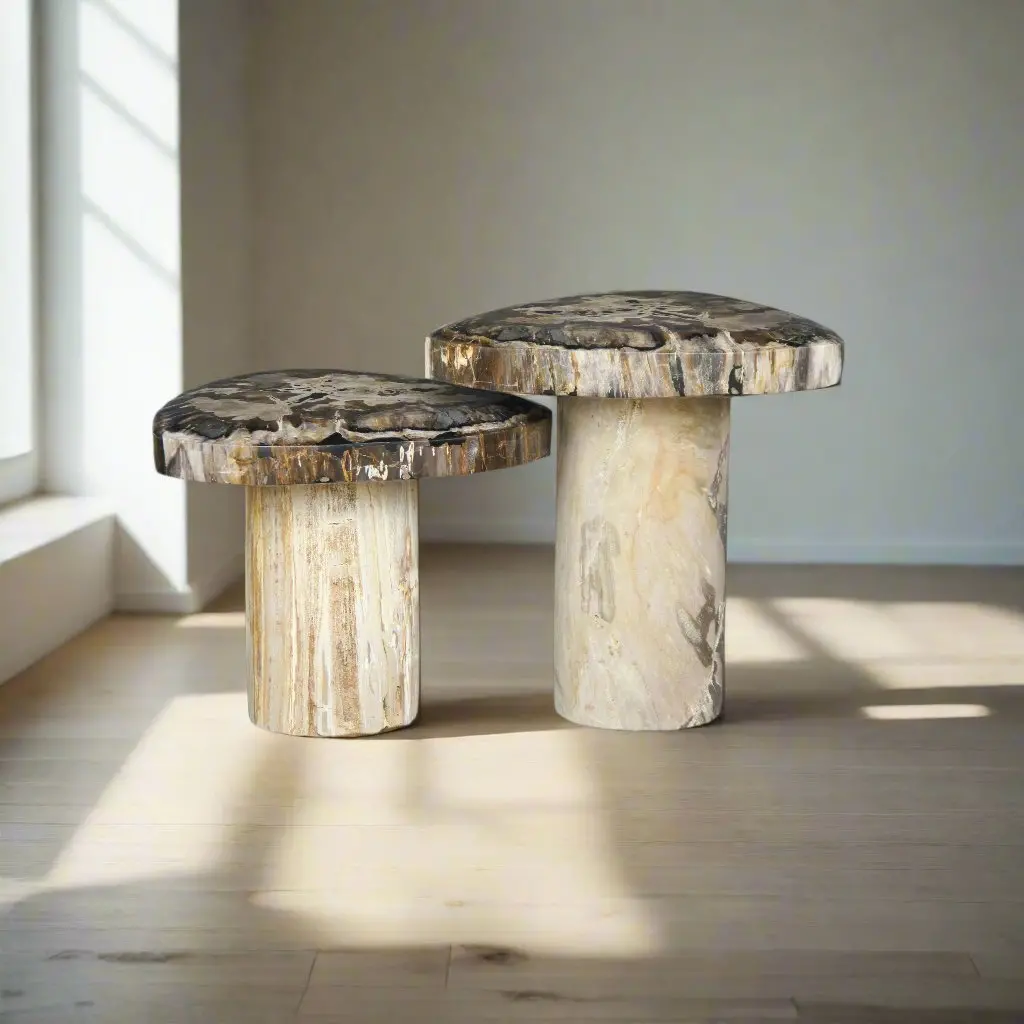 Petrified Wood Mushroom Side (Table B) 15" / 97 Lbs 1