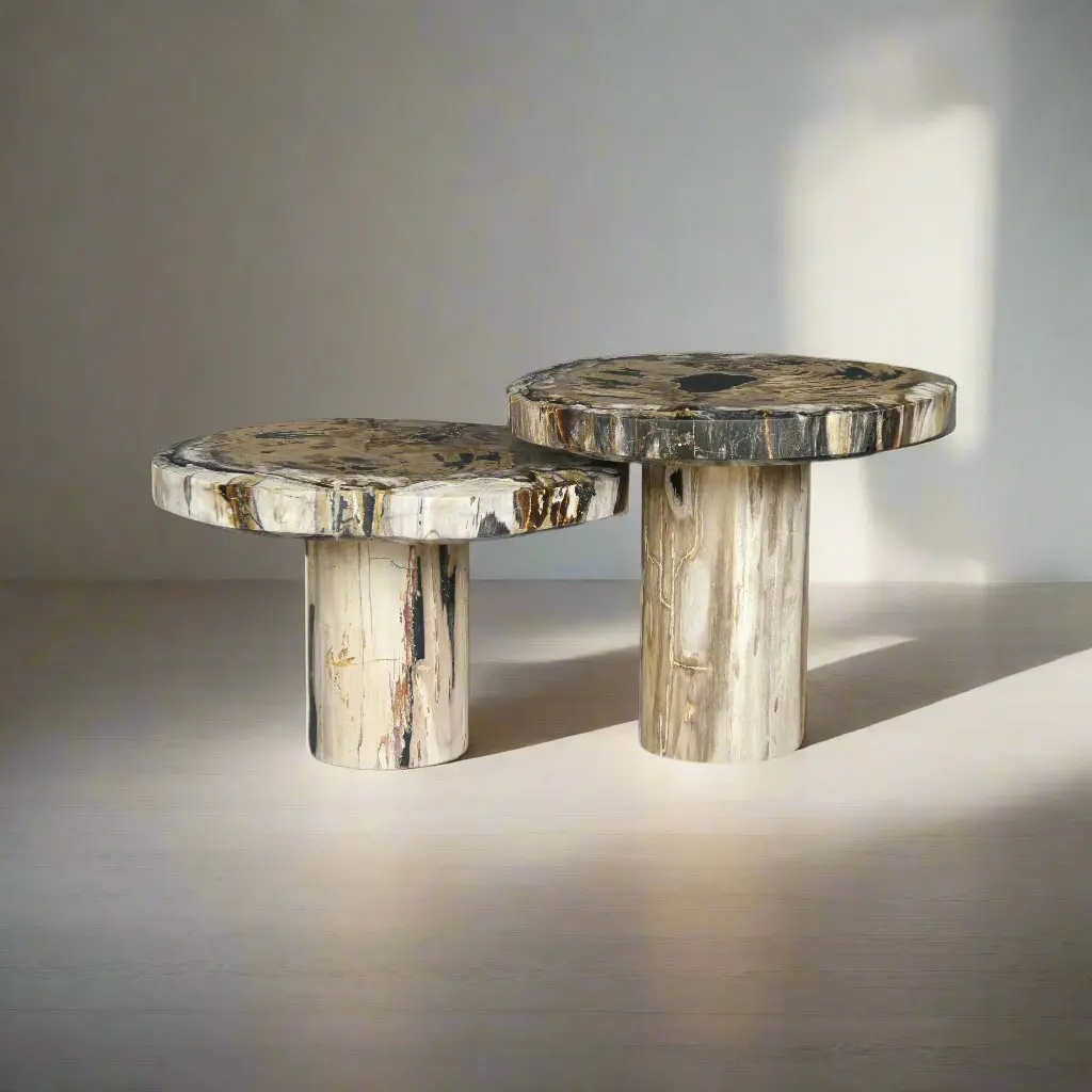 Petrified Wood Mushroom Side (Table B) 19" / 139 Lbs 1