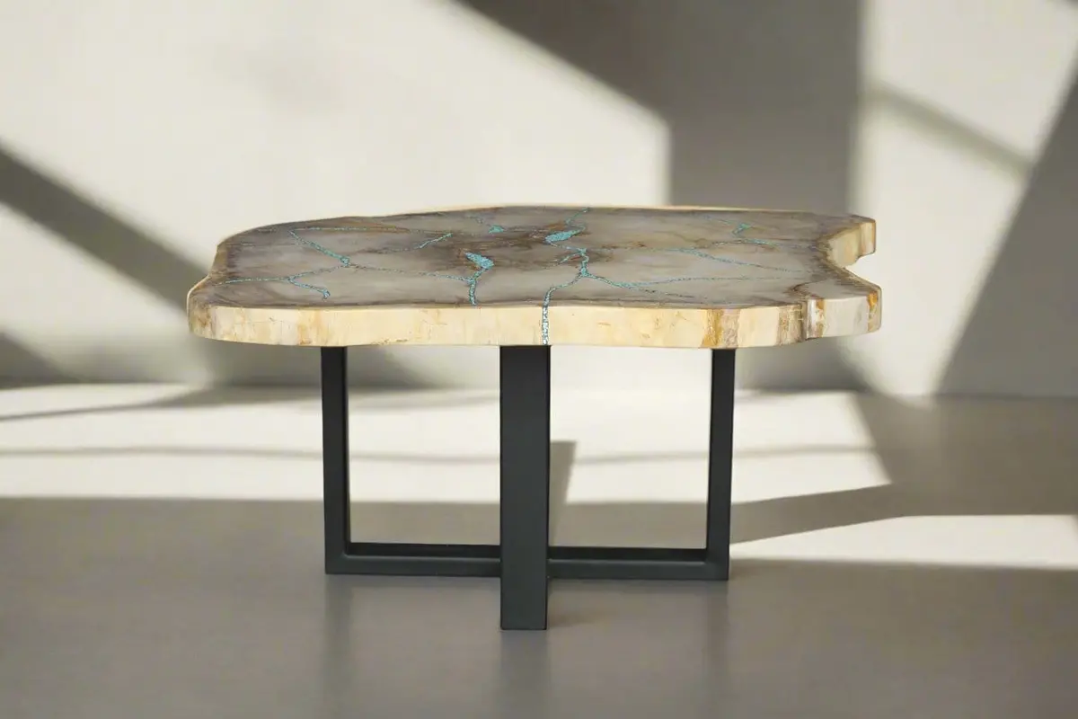 Petrified Wood Round Coffee Table 35" / 134 Lbs 1