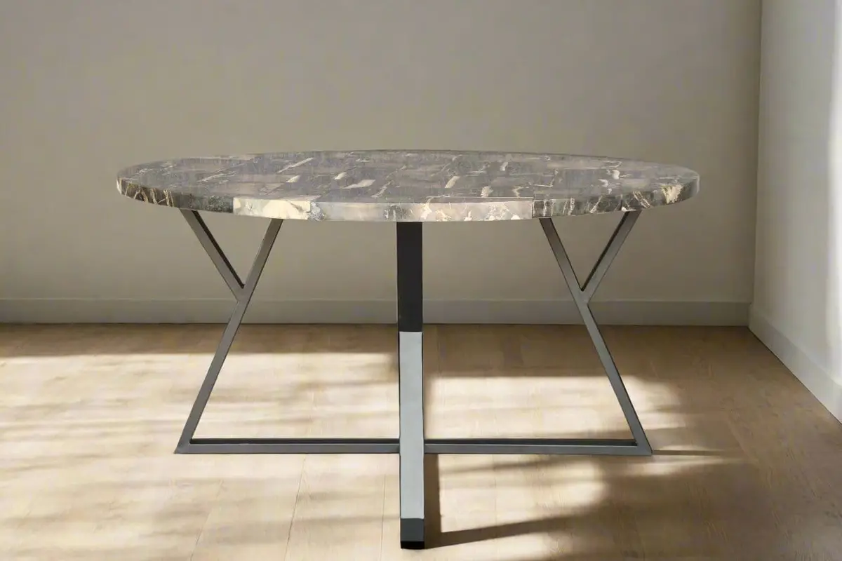 Petrified Wood Round Mosaic Coffee Table 59" / 218 Lbs 1