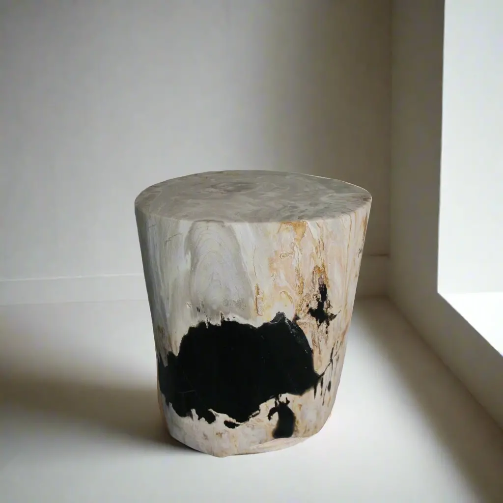 Petrified Wood Round Stump / Stool From Indonesia - 16" / 180 Lbs 1