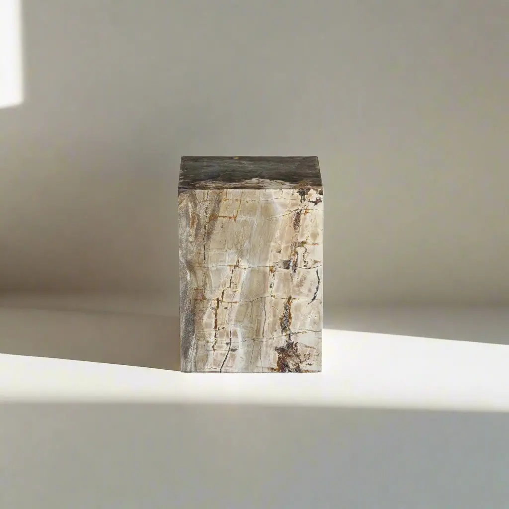 Petrified Wood Square Stump / Stool 16" / 194 Lbs 1