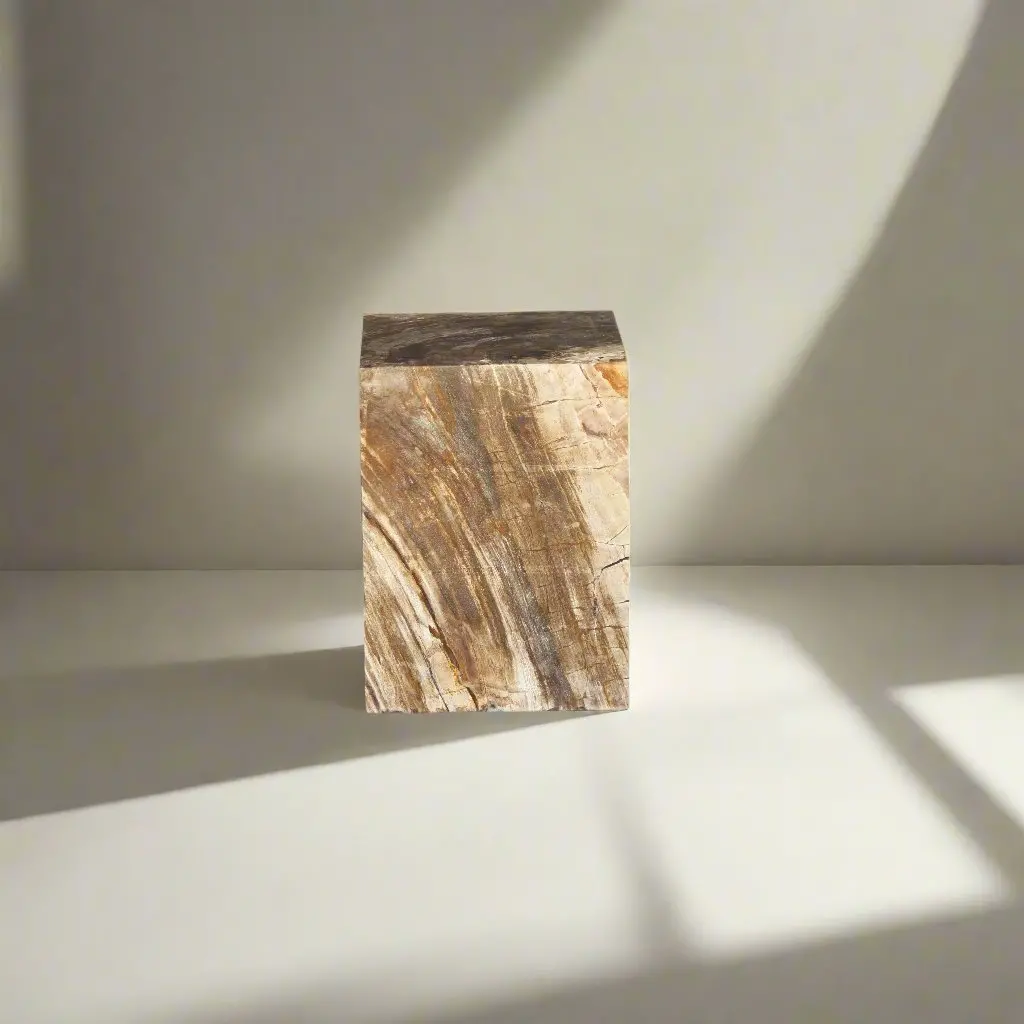 Petrified Wood Square Stump / Stool 16" / 198 Lbs 1