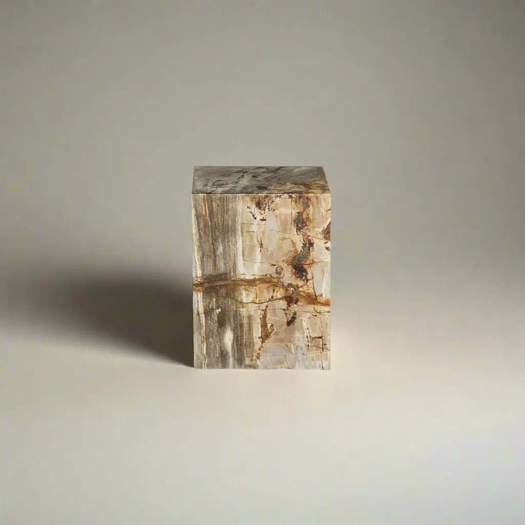 Petrified Wood Square Stump / Stool 16" / 201 Lbs 1