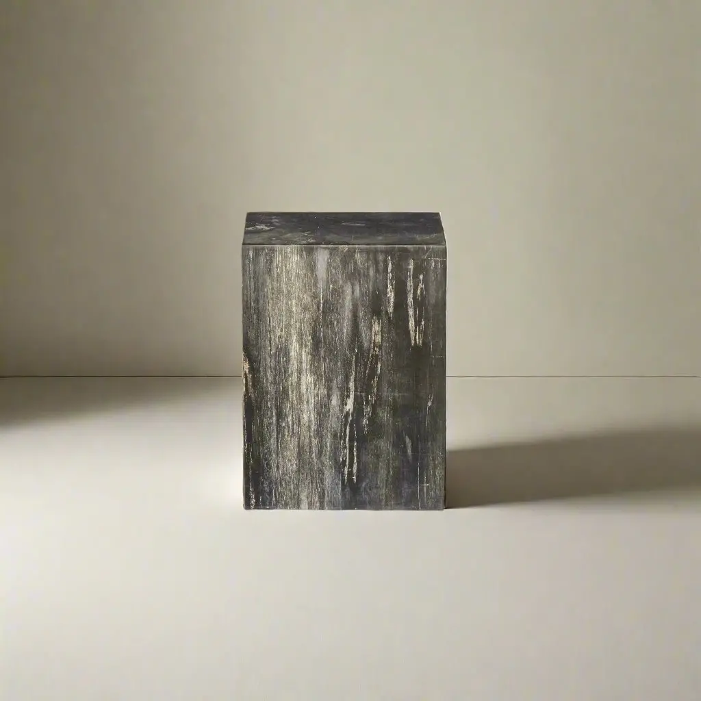 Petrified Wood Square Stump / Stool 18" / 260 Lbs 1