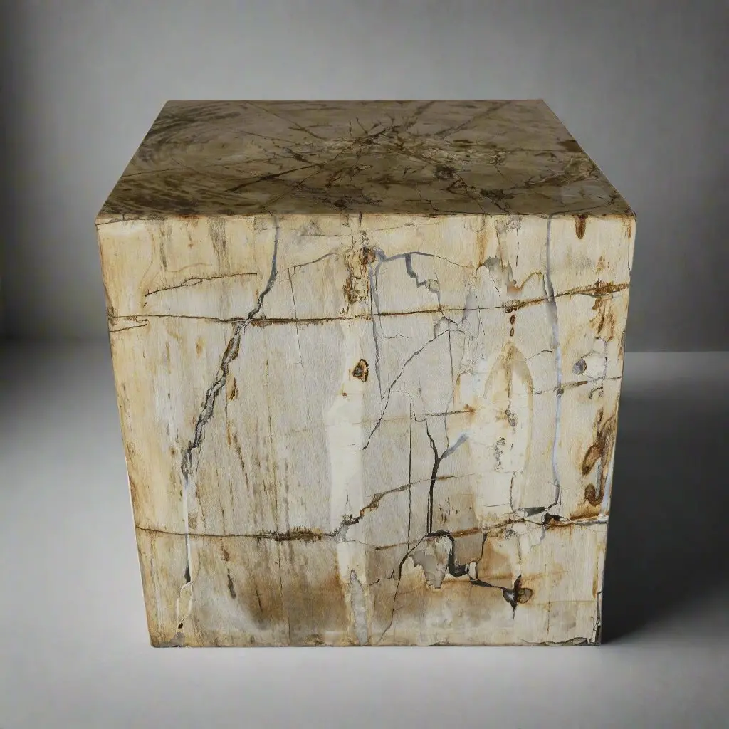 Petrified Wood Square Stump / Stool From Indonesia - 17" / 381 Lbs 1