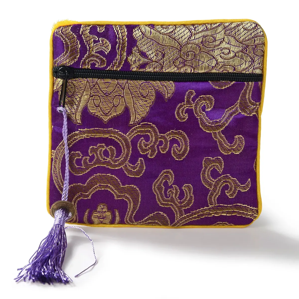 Purple Silk Jewlery & Coin Pouch With Zipper 1