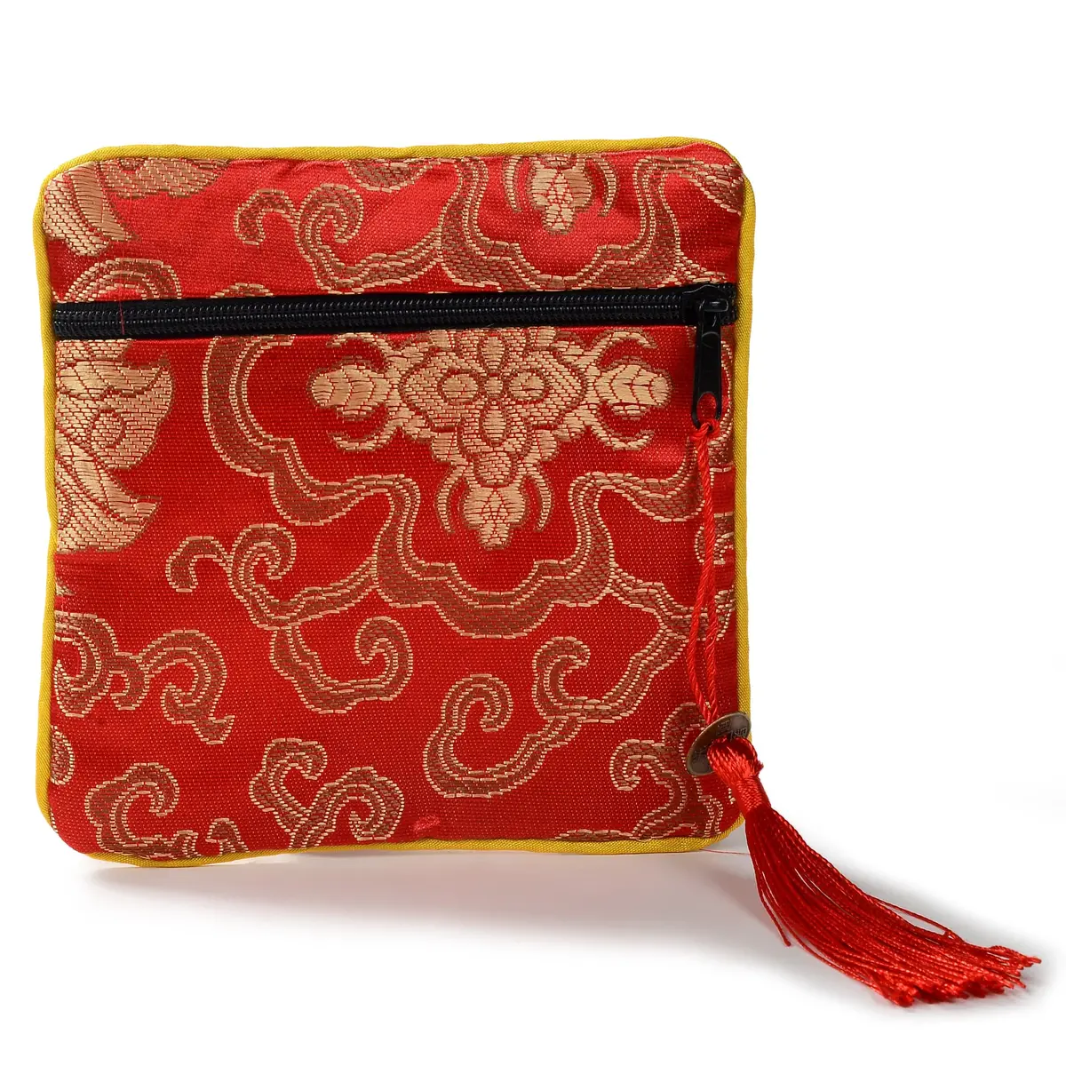 Red Silk Jewlery & Coin Pouch With Zipper 1