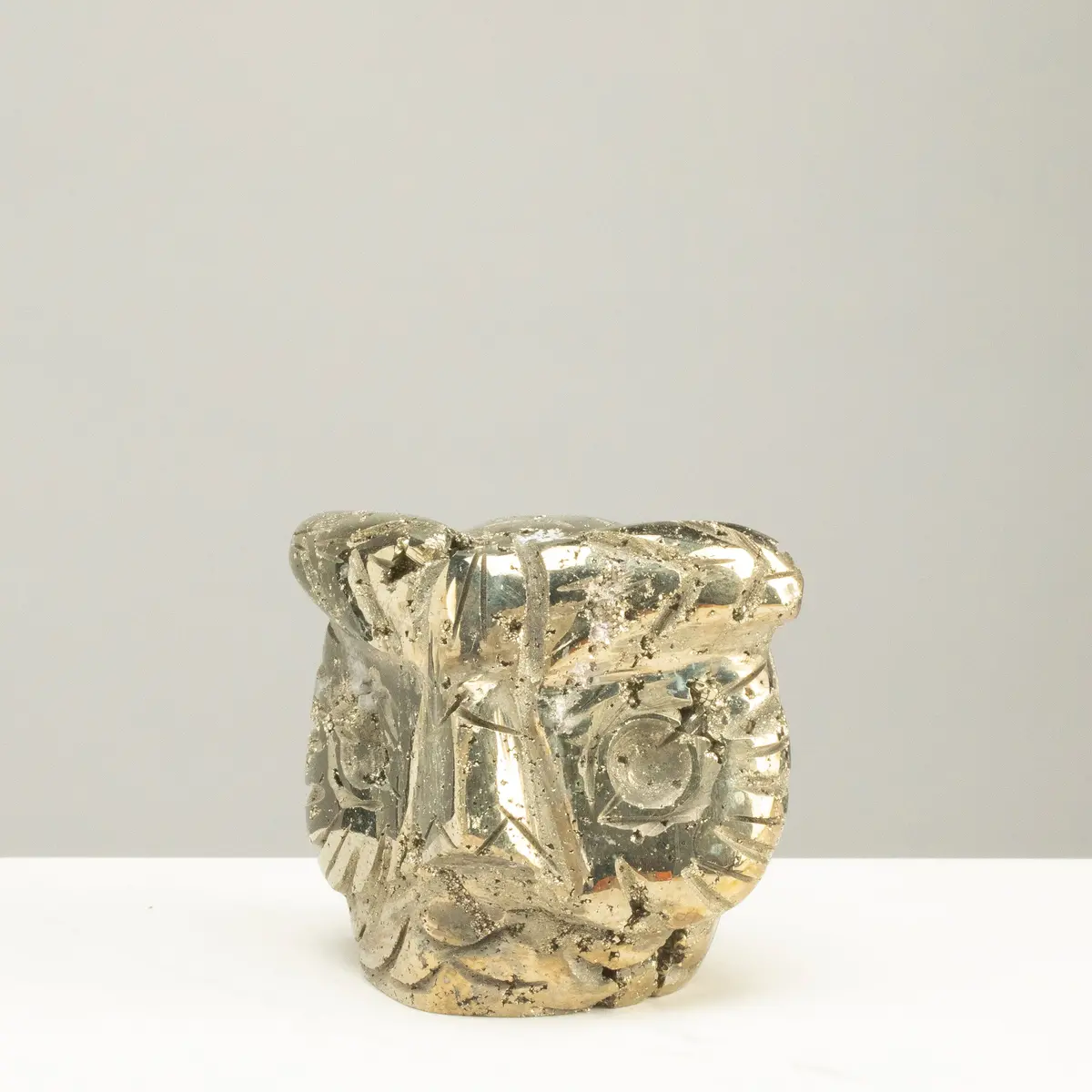 Peruvian Pyrite Owl Carving 2" / 1.3Lbs 1