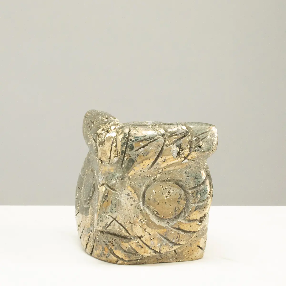 Peruvian Pyrite Owl Carving 3" / 1.9Lbs 1