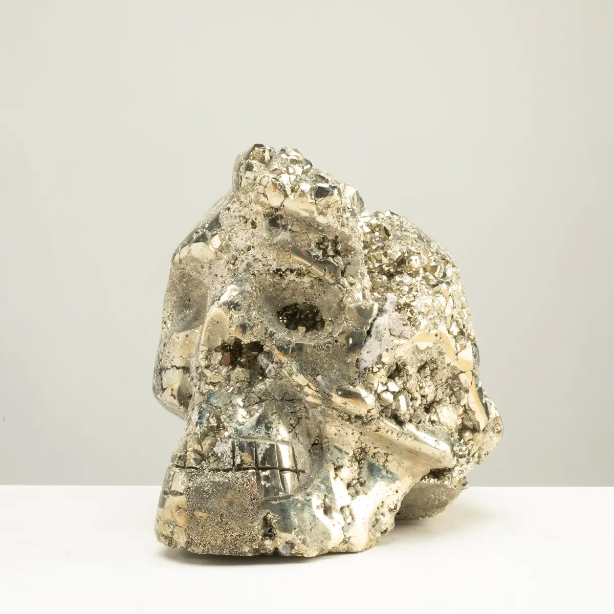 Peruvian Pyrite Skull Carving 10" / 17.8Lbs 1