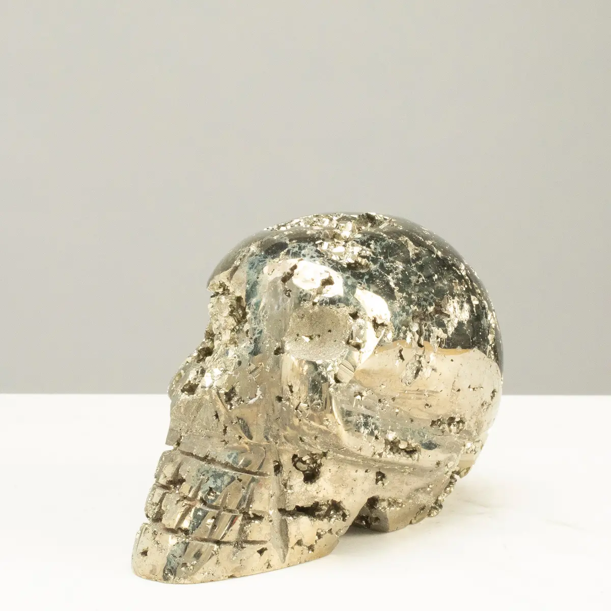 Peruvian Pyrite Skull Carving 4" / 1.4Lbs 1