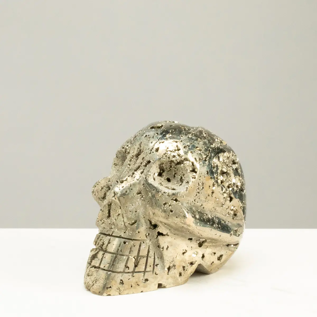 Peruvian Pyrite Skull Carving 4" / 1.5Lbs 1