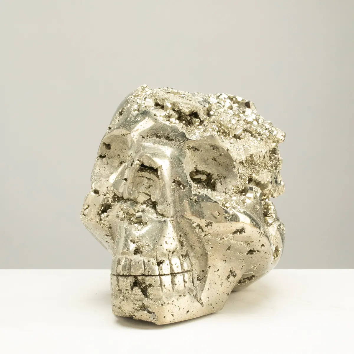 Peruvian Pyrite Skull Carving 7" / 13Lbs 1