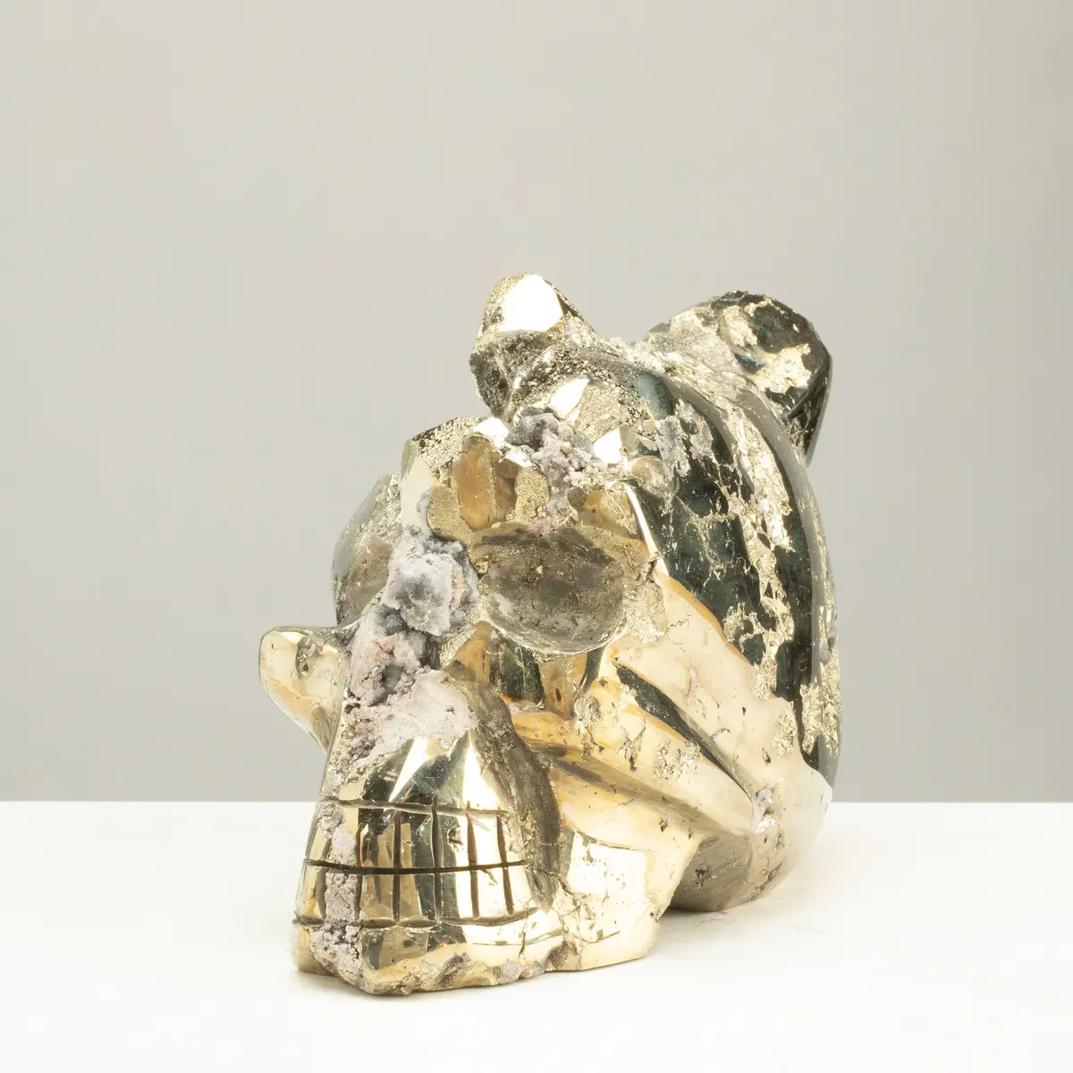 Peruvian Pyrite Skull Carving 8" / 8Lbs 1