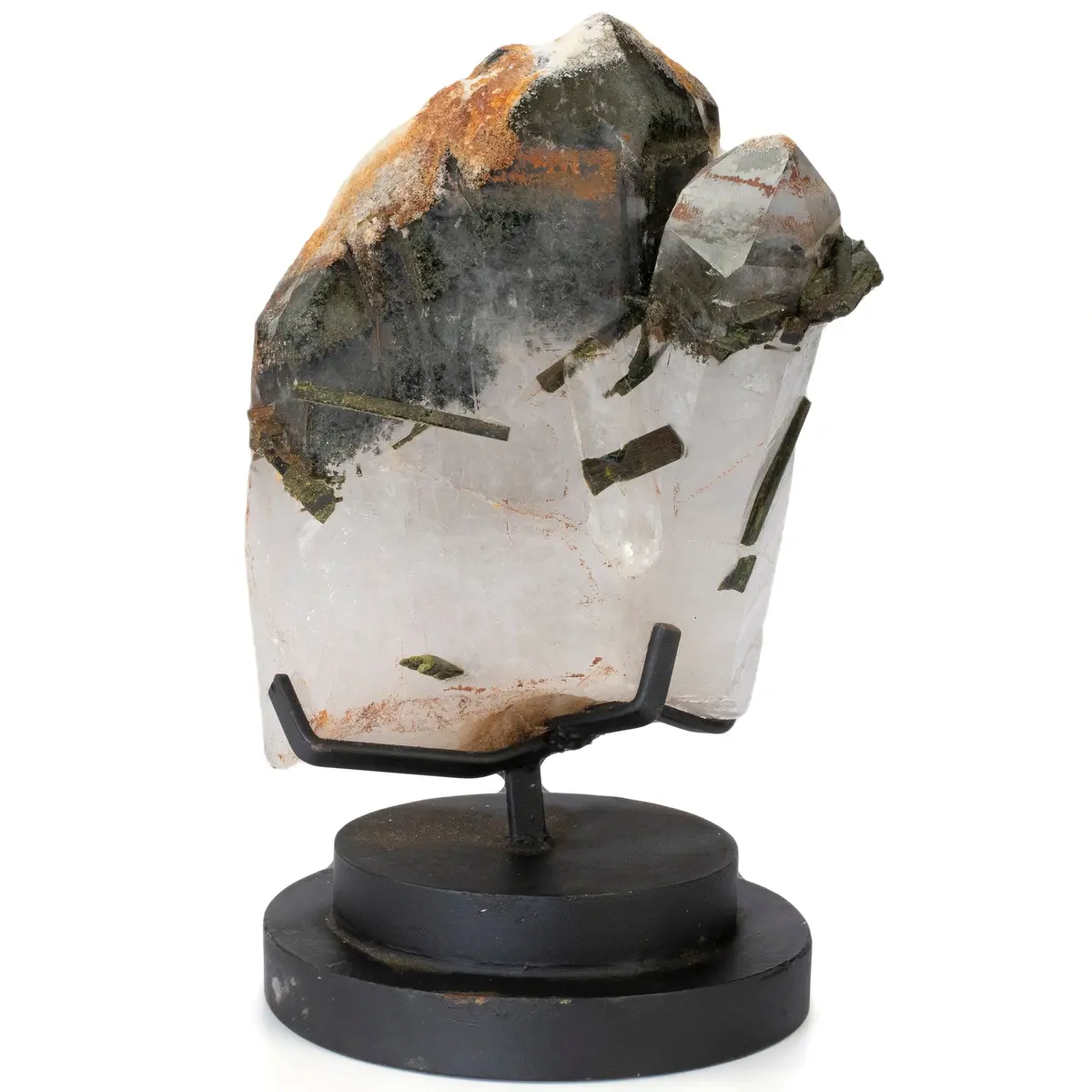 Quartz And Epidote Point From Brazil On Custom Stand - 10" / 7 Lbs 1