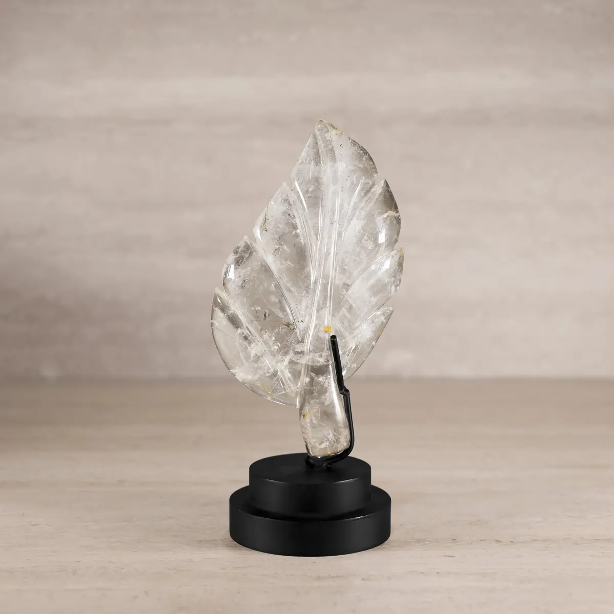 Natural Brazilian Quartz Leaf On Custom Stand - 10.25" / 660 G 1