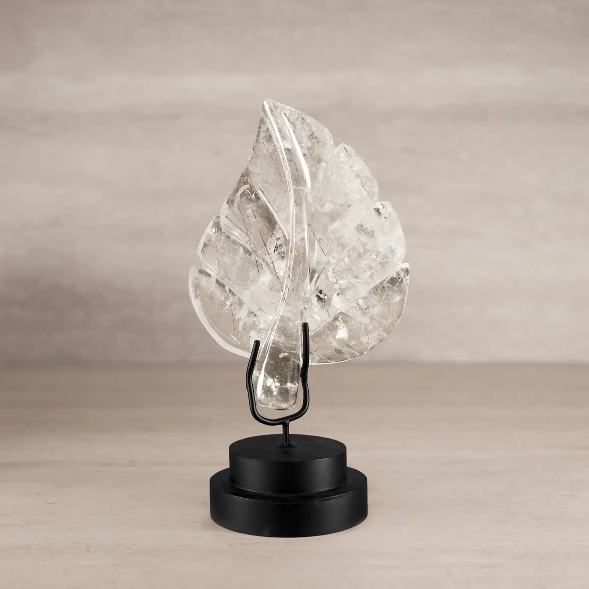 Natural Brazilian Quartz Leaf On Custom Stand - 10.5" / 1,060 G 1