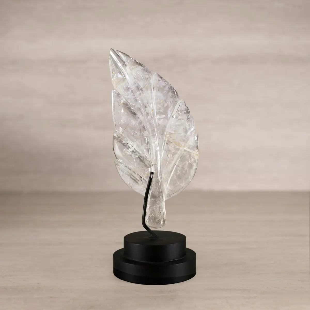 Natural Brazilian Quartz Leaf On Custom Stand - 10.5" / 460 G 1