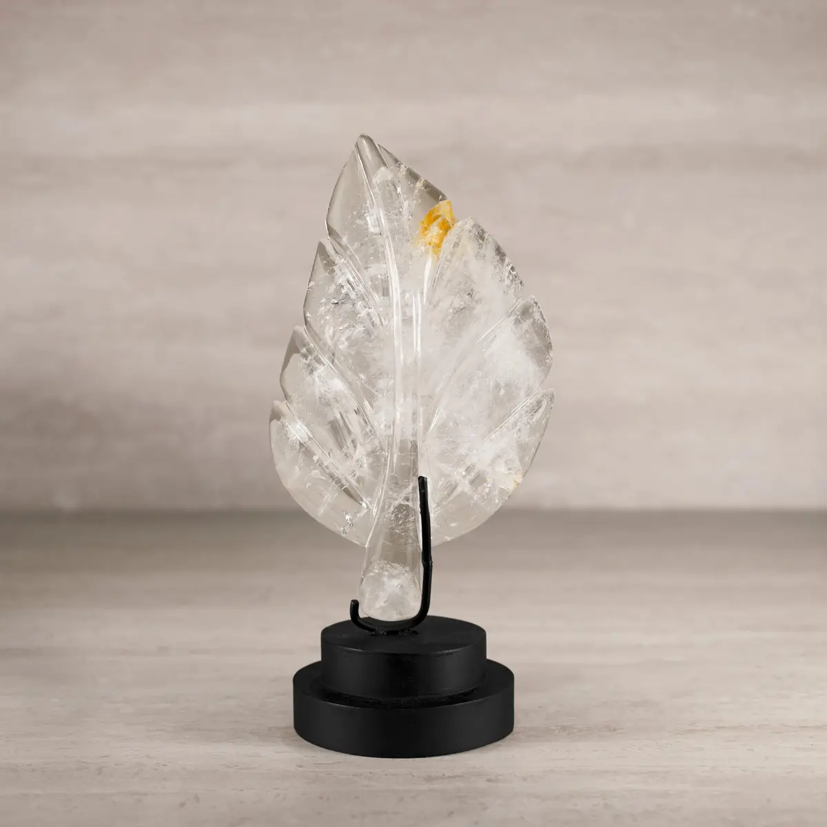 Natural Brazilian Quartz Leaf On Custom Stand - 10.5" / 840 G 1