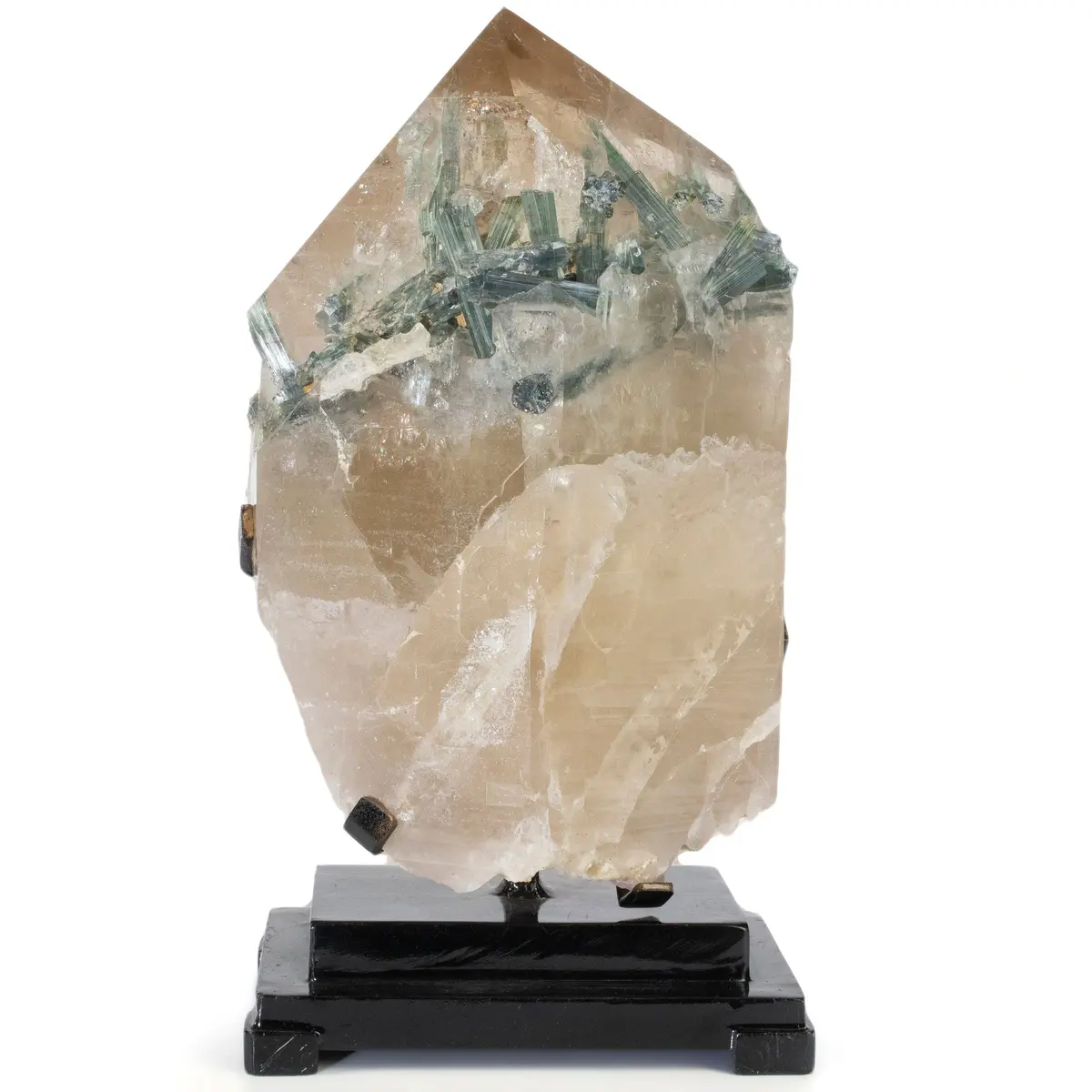 Brazilian Quartz Point With Indicolite Tourmaline On Custom Stand - 12" / 12 Lbs 1