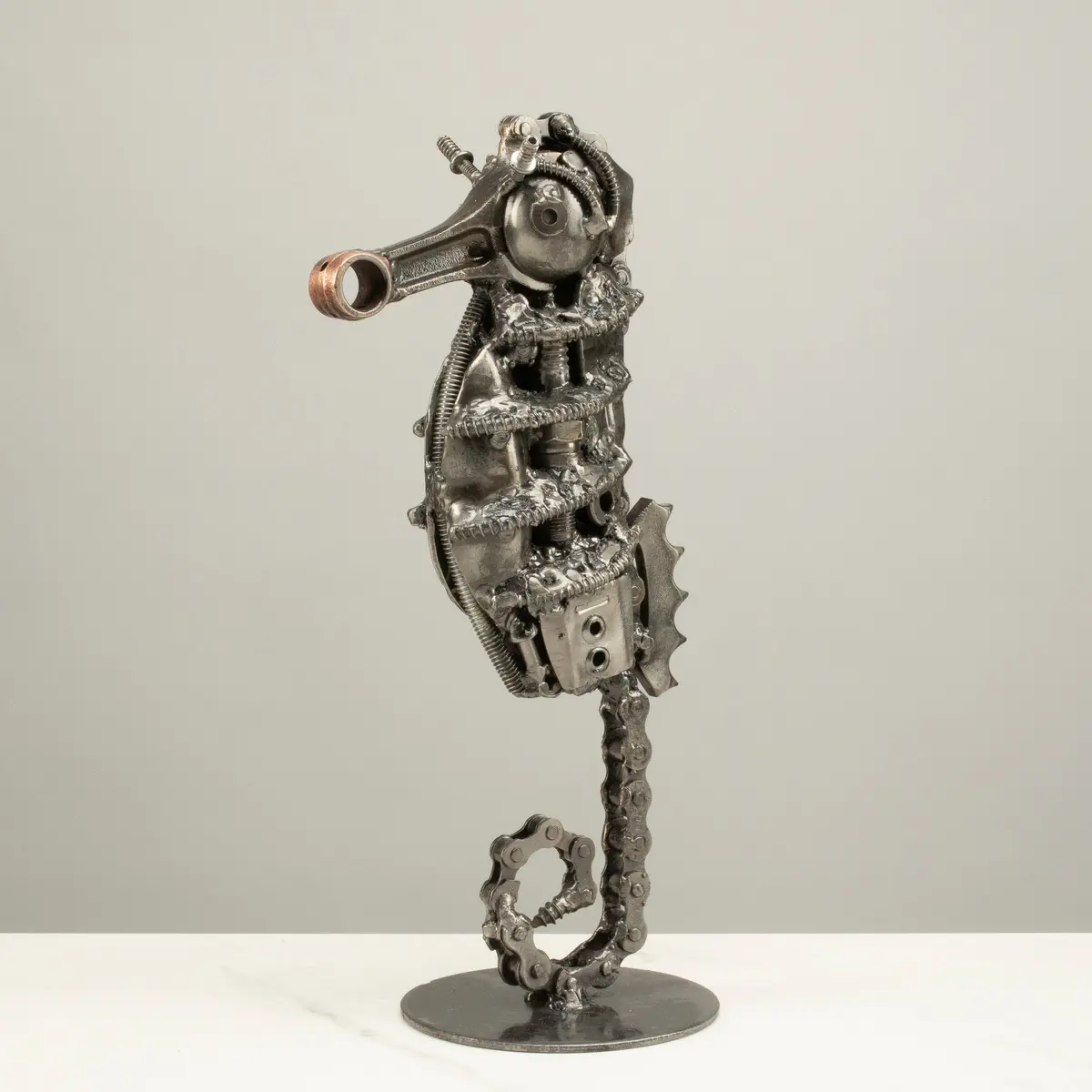 10" Seahorse Inspired Recycled Metal Sculpture 1