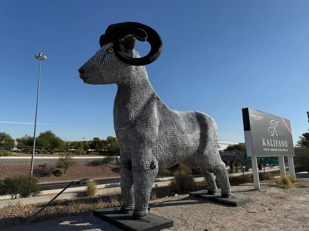 15Ft Co2 Canisters And Spark Plugs (80,000+) Big Horn Sheep Recycled Metal Sculpture 1