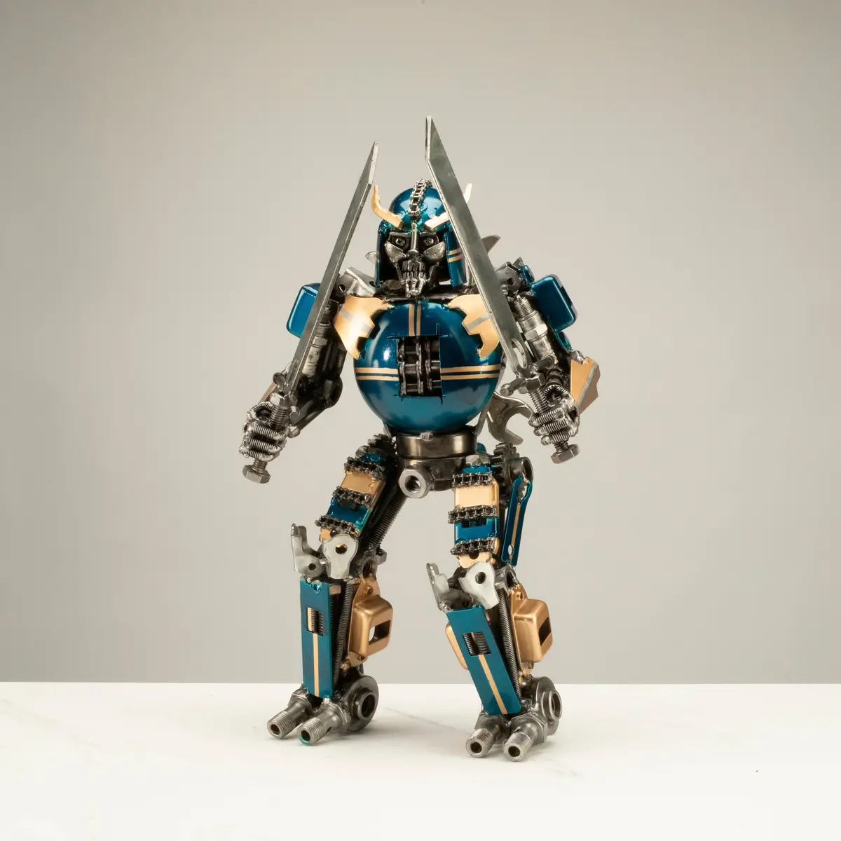 16" Samurai Inspired Recycled Metal Art Sculpture 1