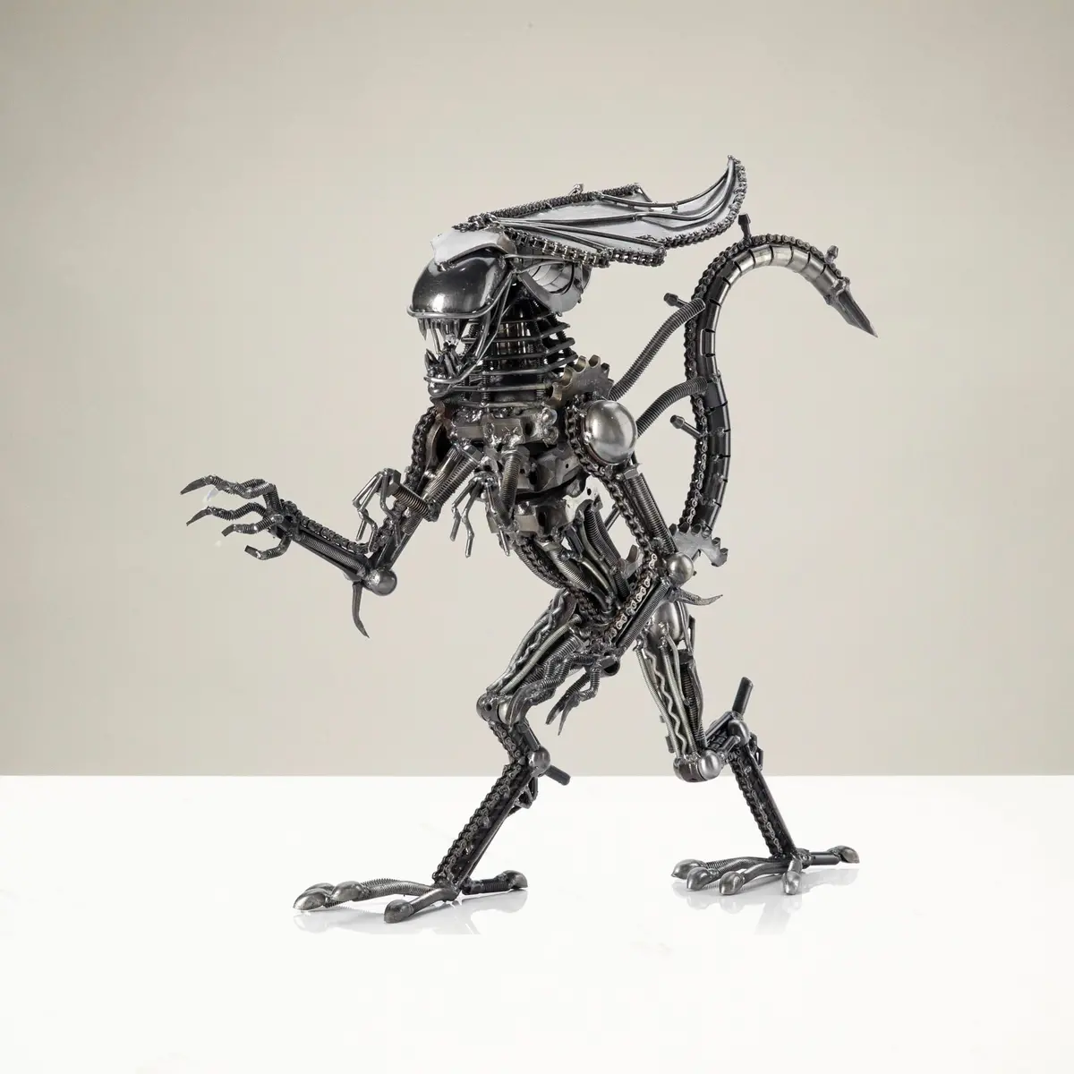 18" Queen Alien Inspired Recycled Metal Sculpture 1