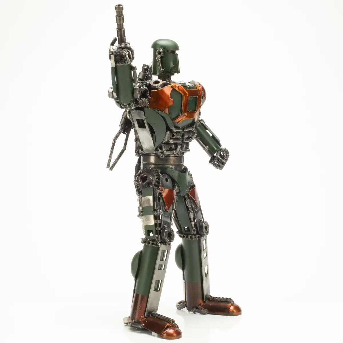 20" Boba Fett With Blaster Inspired Recycled Metal Art Sculpture 1