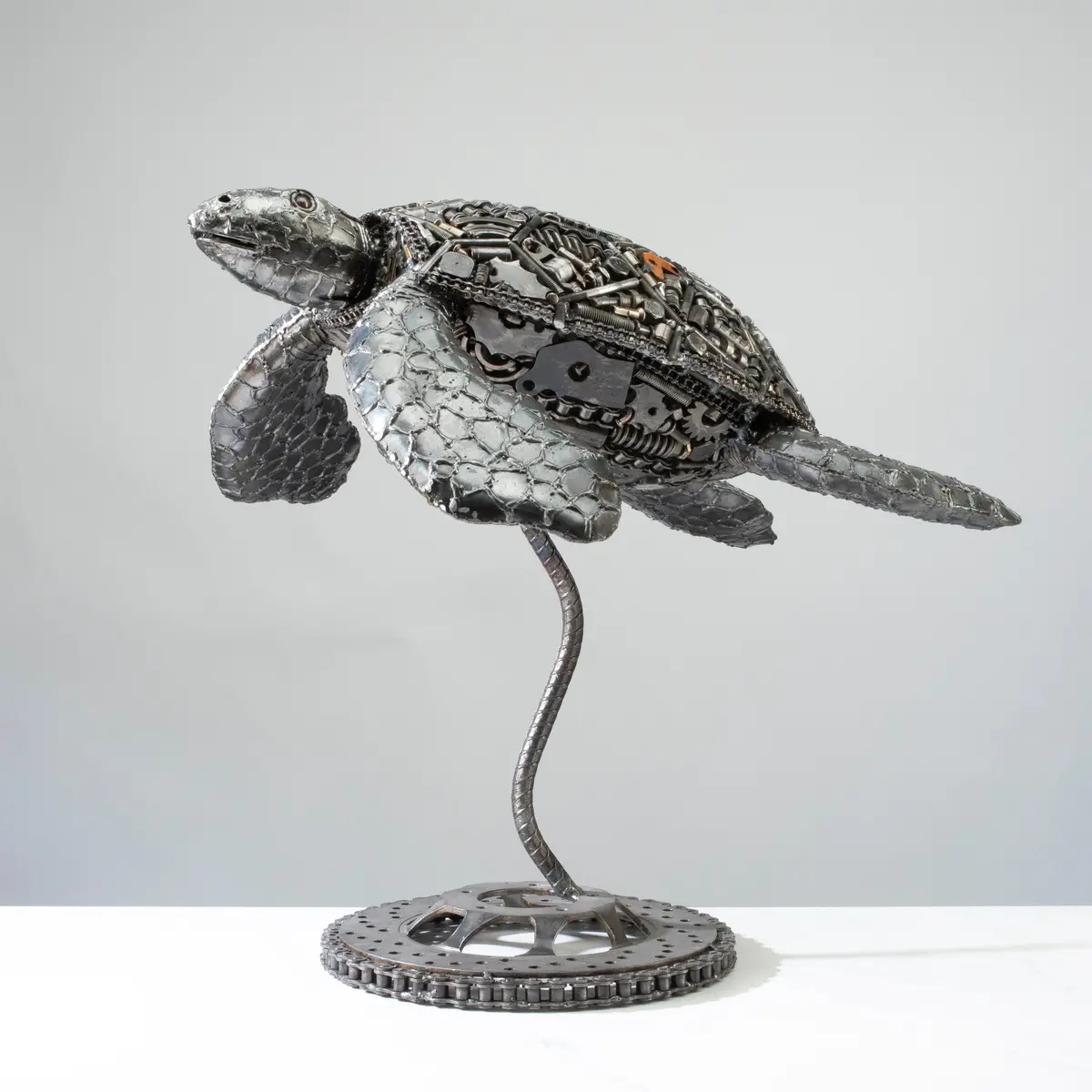 20" Sea Turtle Recycled Metal Art Sculpture 1