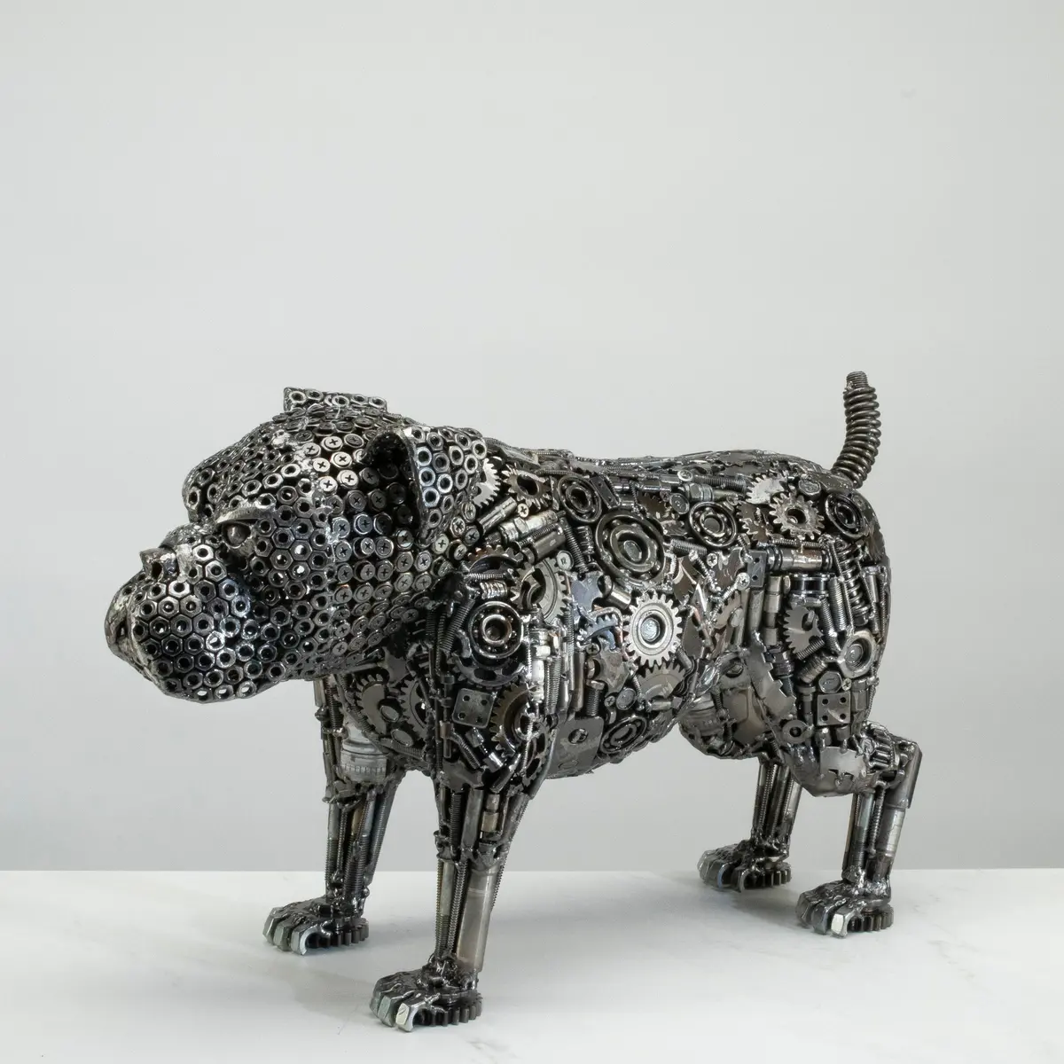 21" Bulldog Recycled Metal Art Sculpture 1