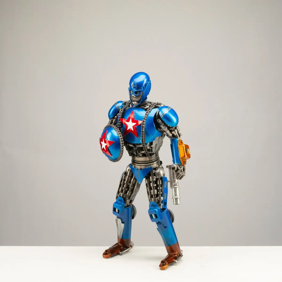 22” Captain America Inspired Recycled Metal Sculpture 1