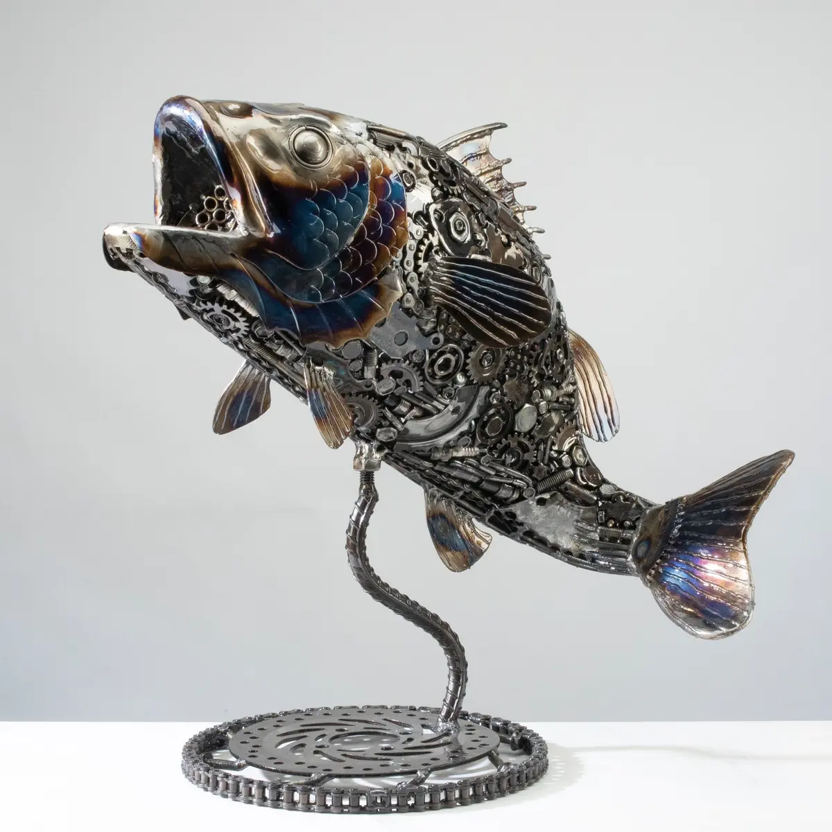 22" Koi / Largemouth Bass Fish Recycled Metal Art Sculpture 1
