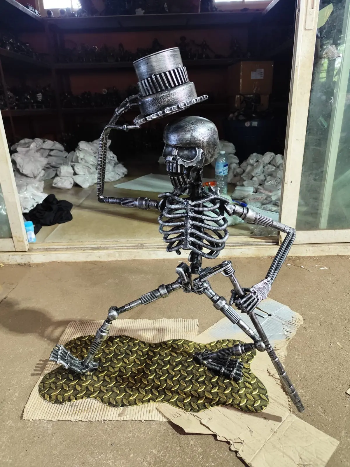 23" Grateful Dead Skeleton Inspired Recycled Metal Art Sculpture 1
