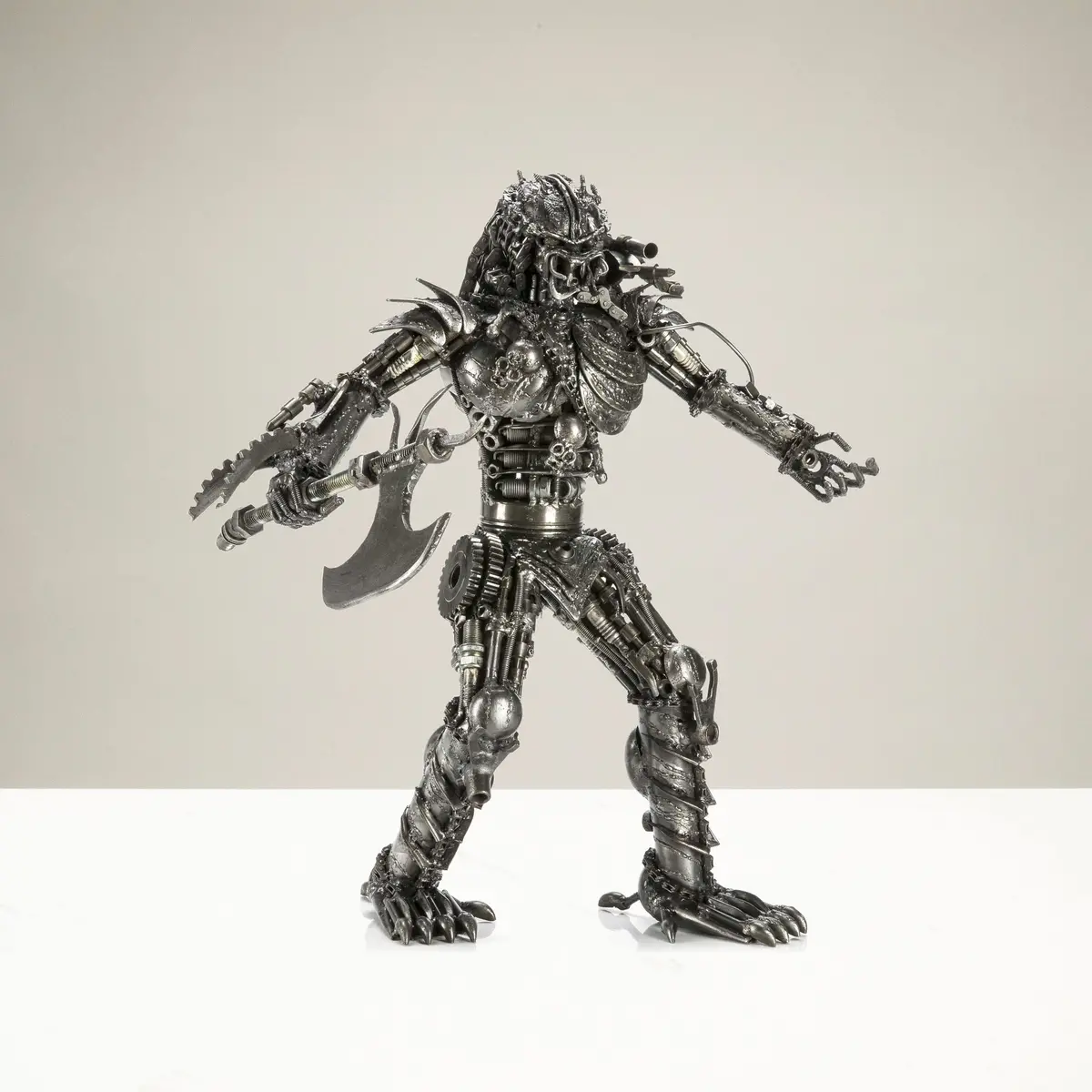 23" Predator With Axe Inspired Recycled Metal Sculpture 1