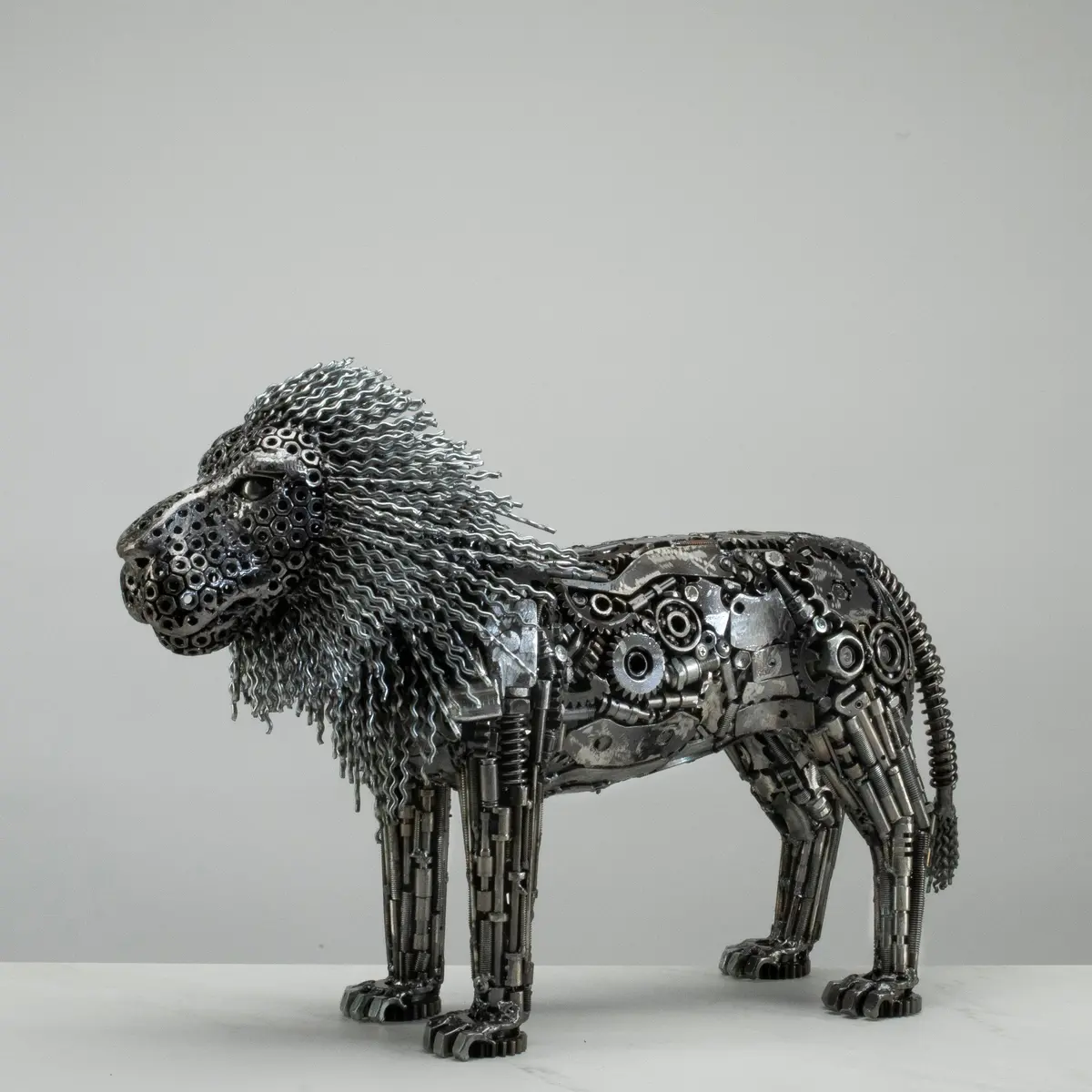 24" Lion Recycled Metal Art Sculpture 1