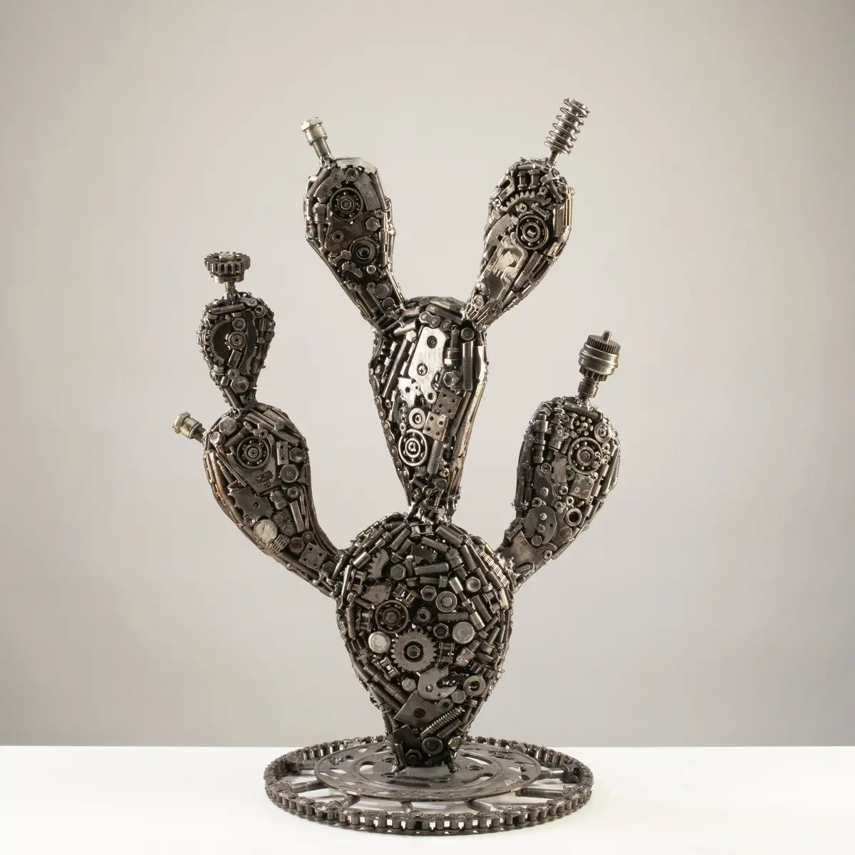 25" Prickly Pear Cactus Recycled Metal Art Sculpture 1