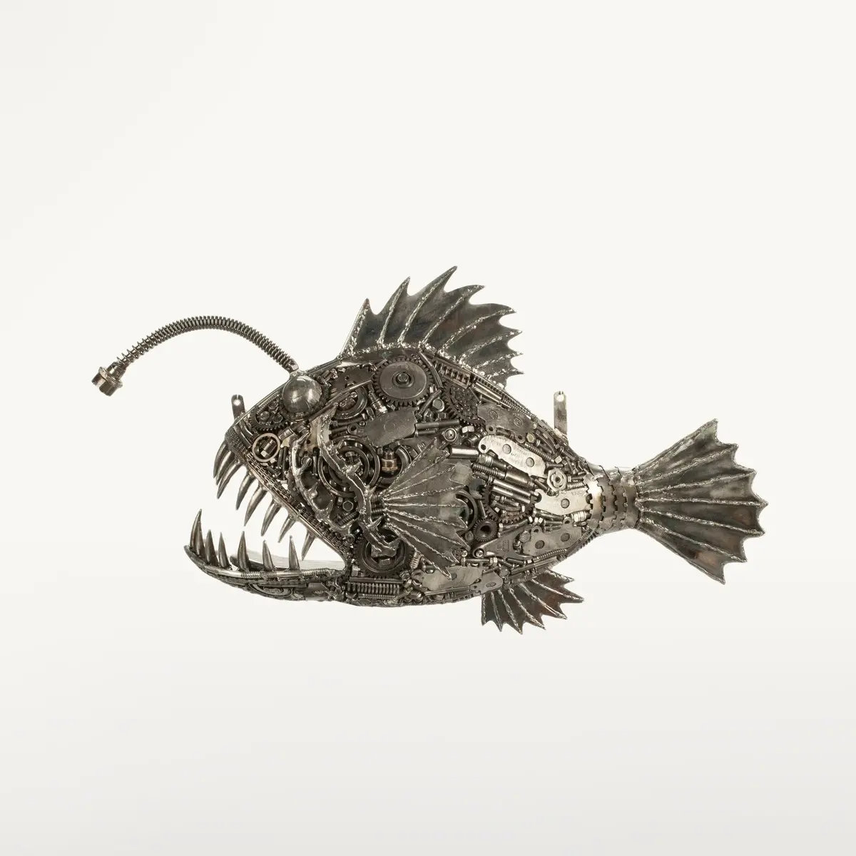 28" Anglerfish (Left) Inspired Recycled Metal Art Sculpture 1