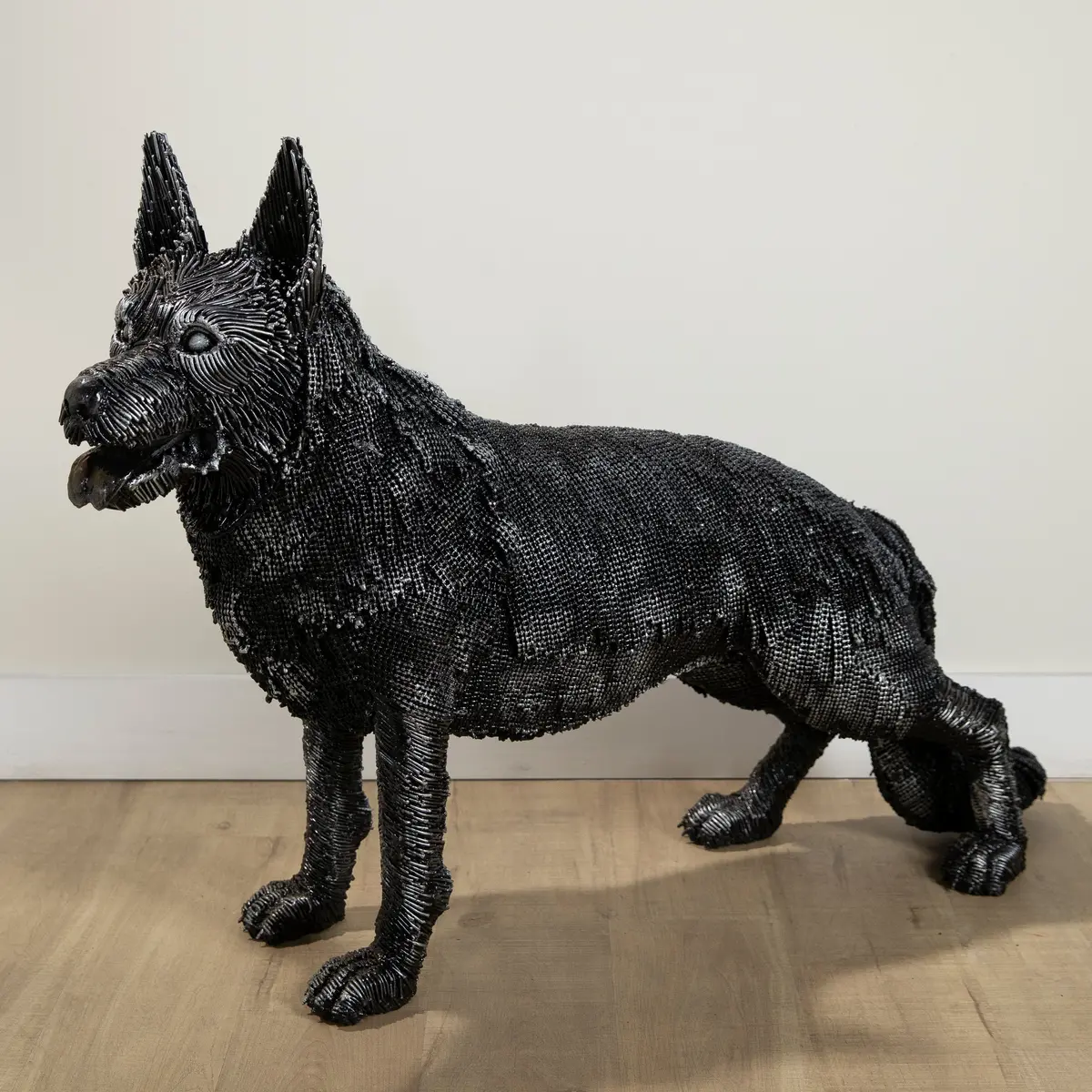 28" German Shepherd Dog Recycled Metal Art Sculpture 1