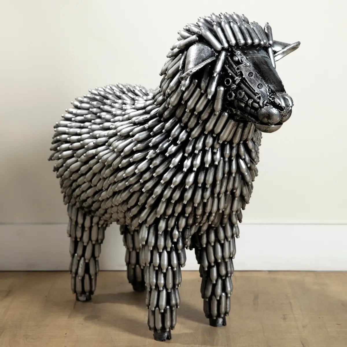 30" Co2 Canister Sheep Recycled Metal Art Sculpture 1