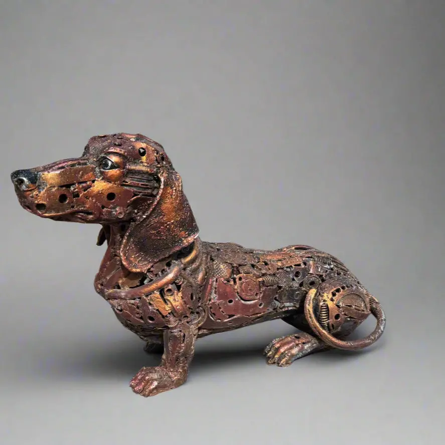 31" Daschund Dog Recycled Metal Art Sculpture 1