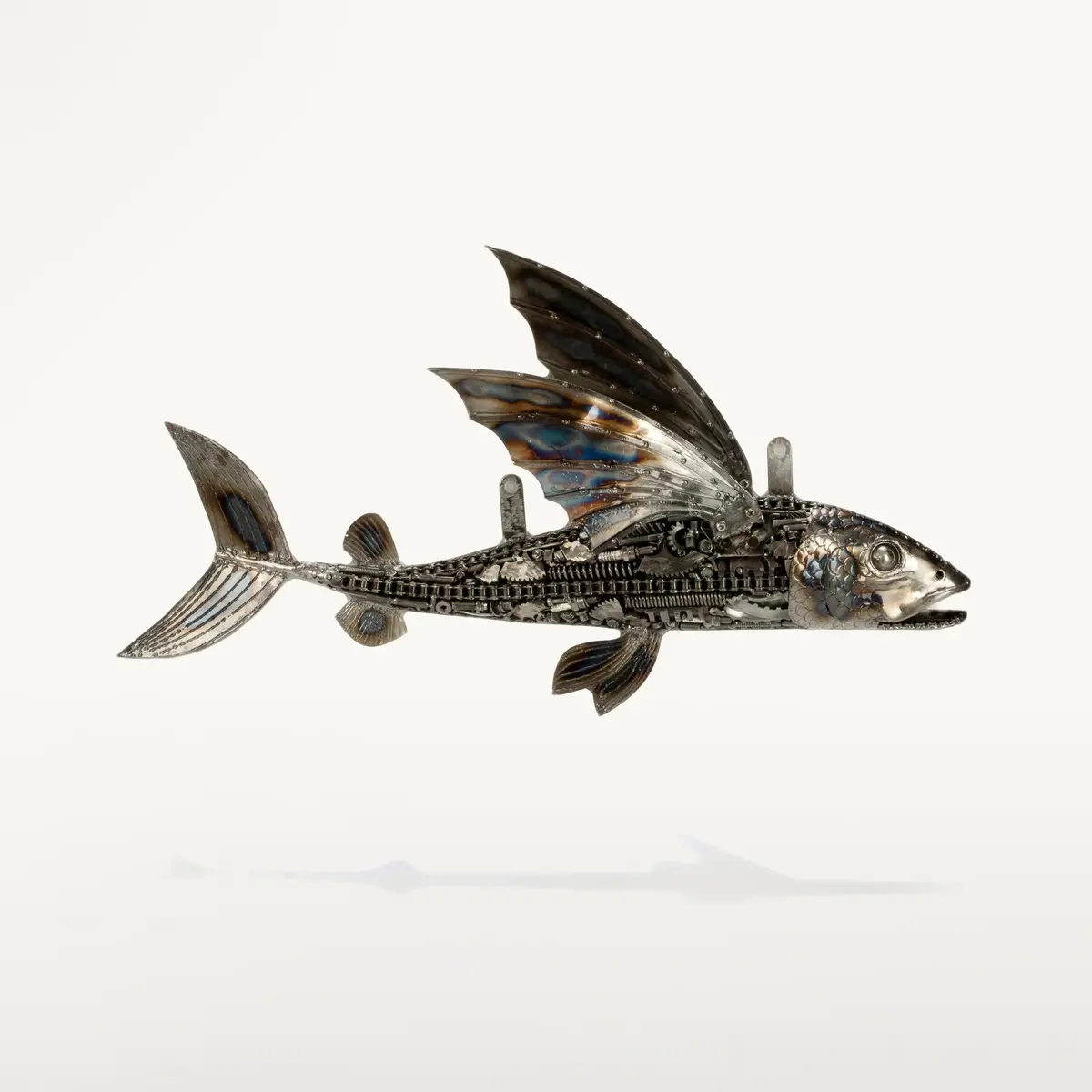 35" Flying Fish (Left) Inspired Recycled Metal Art Sculpture 1