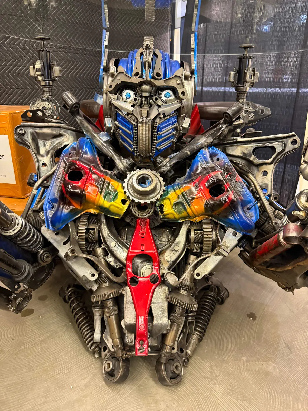 37" Optimus Prime Inspired Recycled Metal Sculpture Table 1