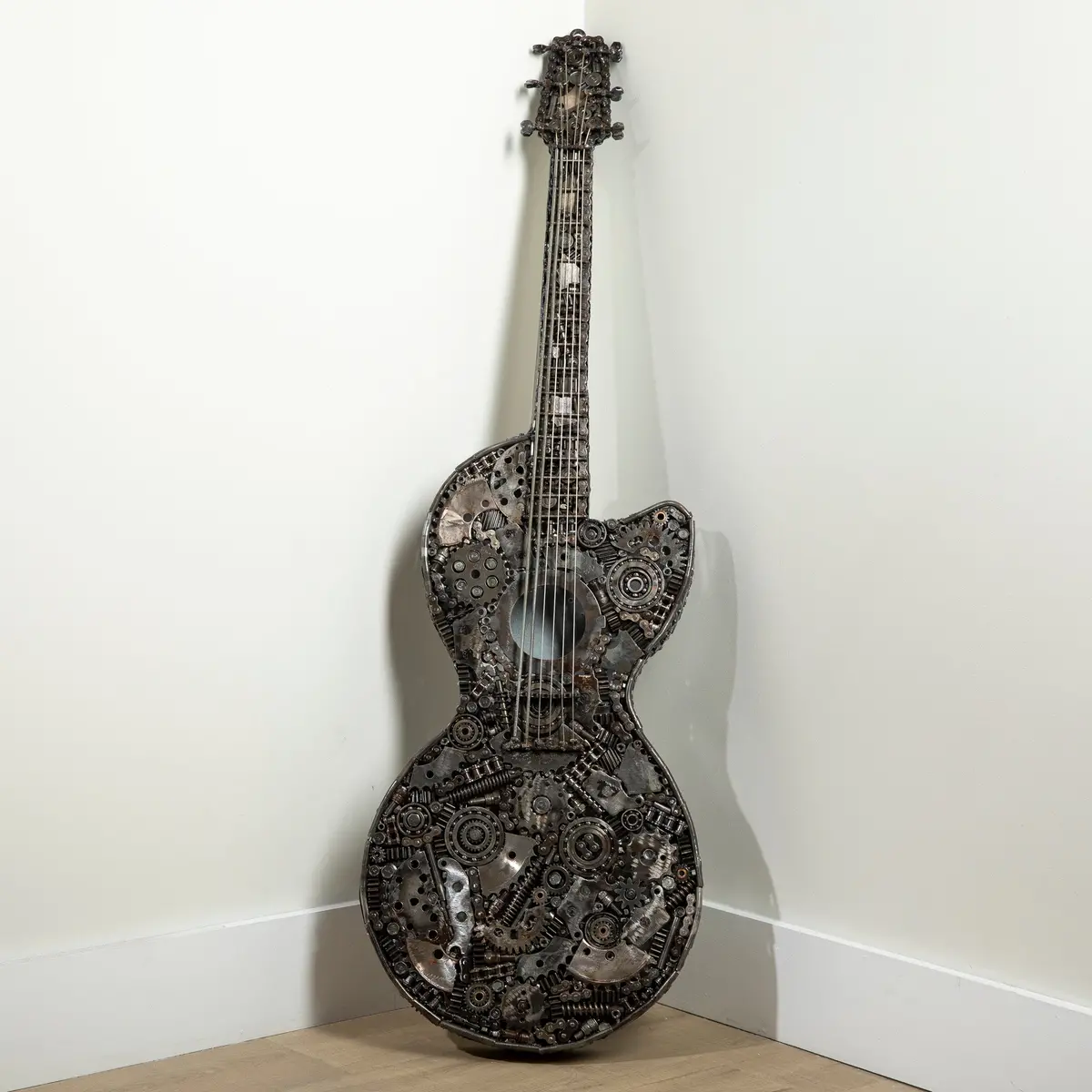 48" Guitar Recycled Metal Art Sculpture 1